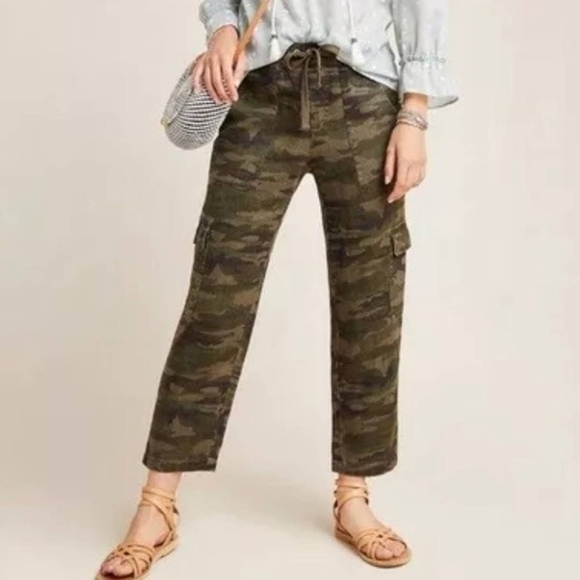 Sanctuary X Anthropologie Y2k 1990 Discoverer Linen Camouflage Cargo Pants - Picture 1 of 15